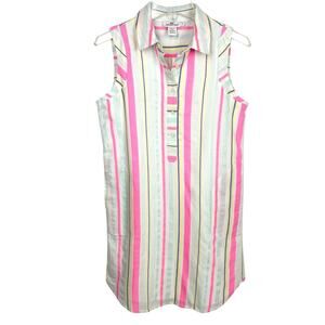 Vineyard Vines Stripe Shirt Dress Sleeveless Collared Multicolor Mini Size 2